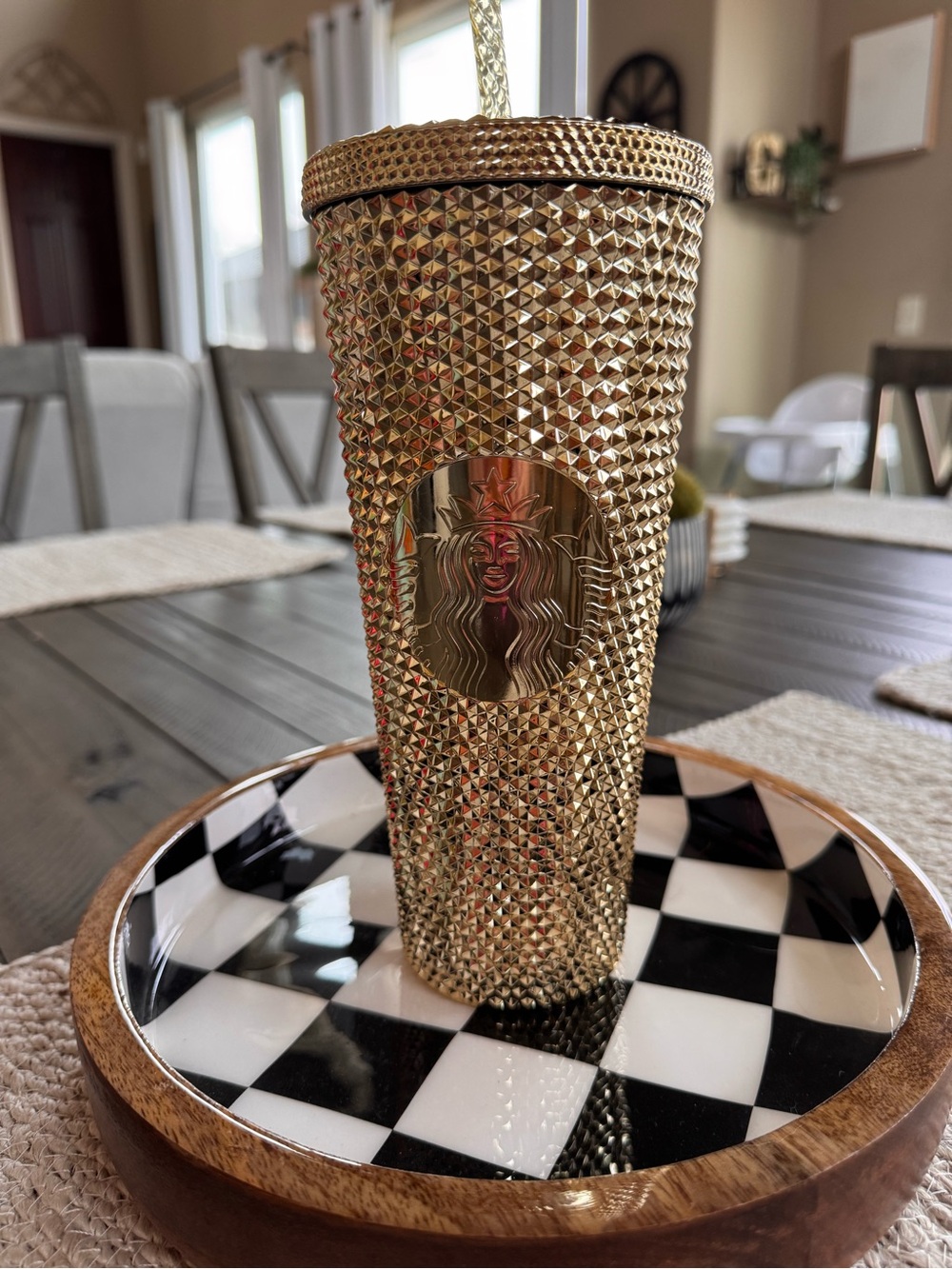 Starbucks Gold Studded Tumbler with Gold Logo